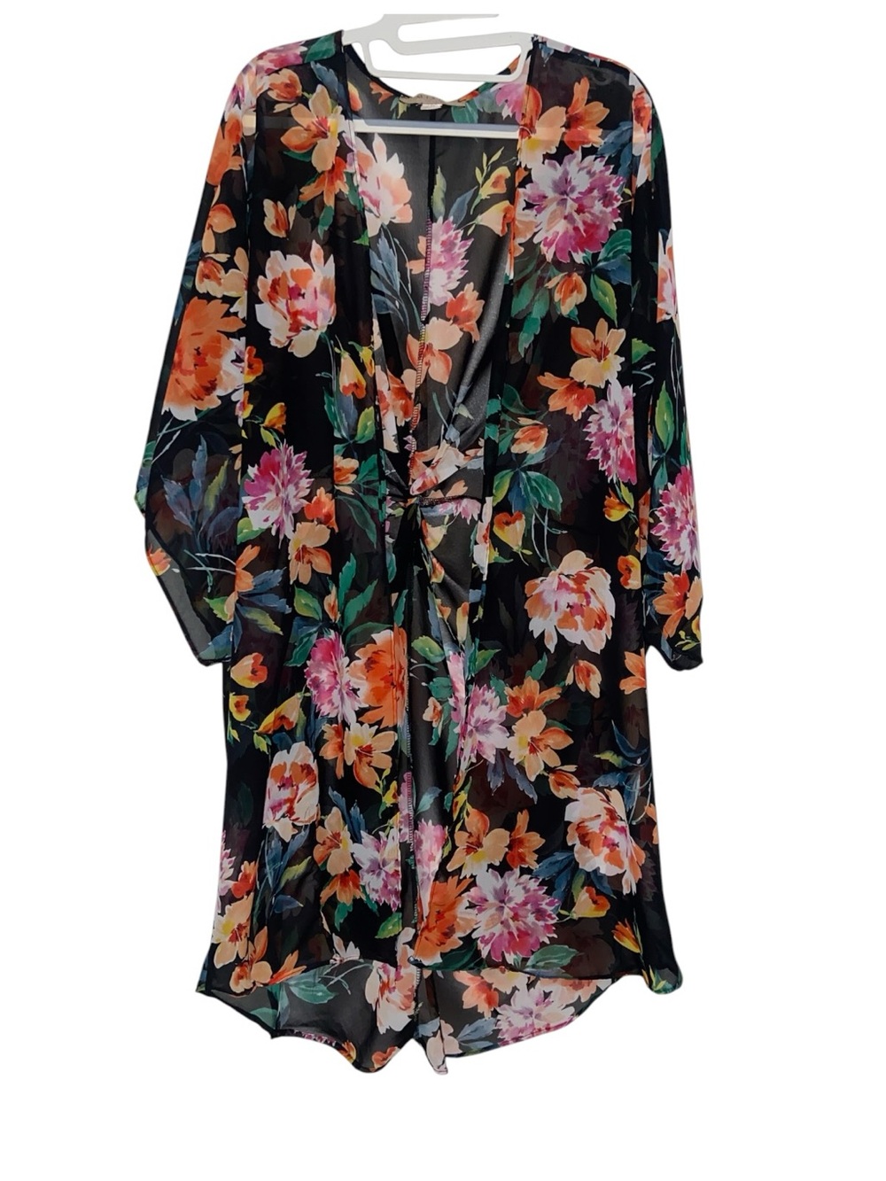 Misia Black Floral Sheer Kimono Cover-Up ❤️ SZ 3X